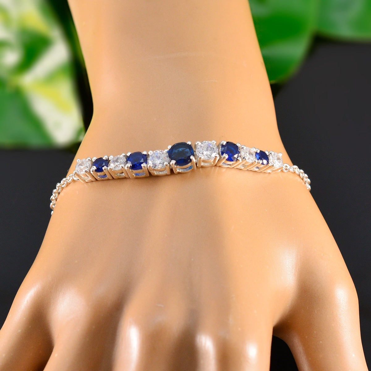 Ines Blue Tennis Bracelet Gift for Glamorous Style
