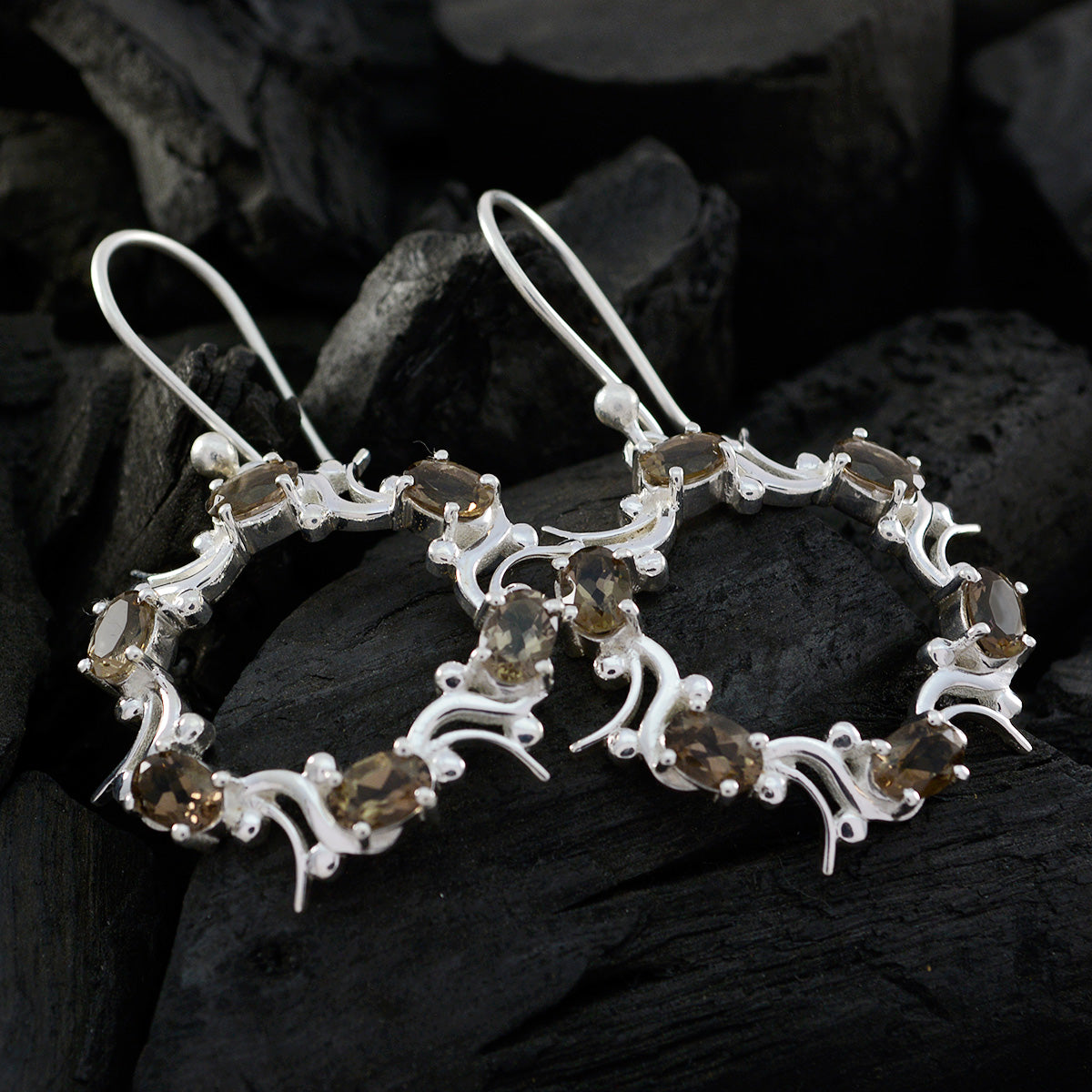 Milagros Brown Dangle Earrings with Elegant Design