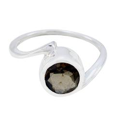 Noelia Brown Gemstone Ring in Elegant Silver Design Smoky Quartz Brown