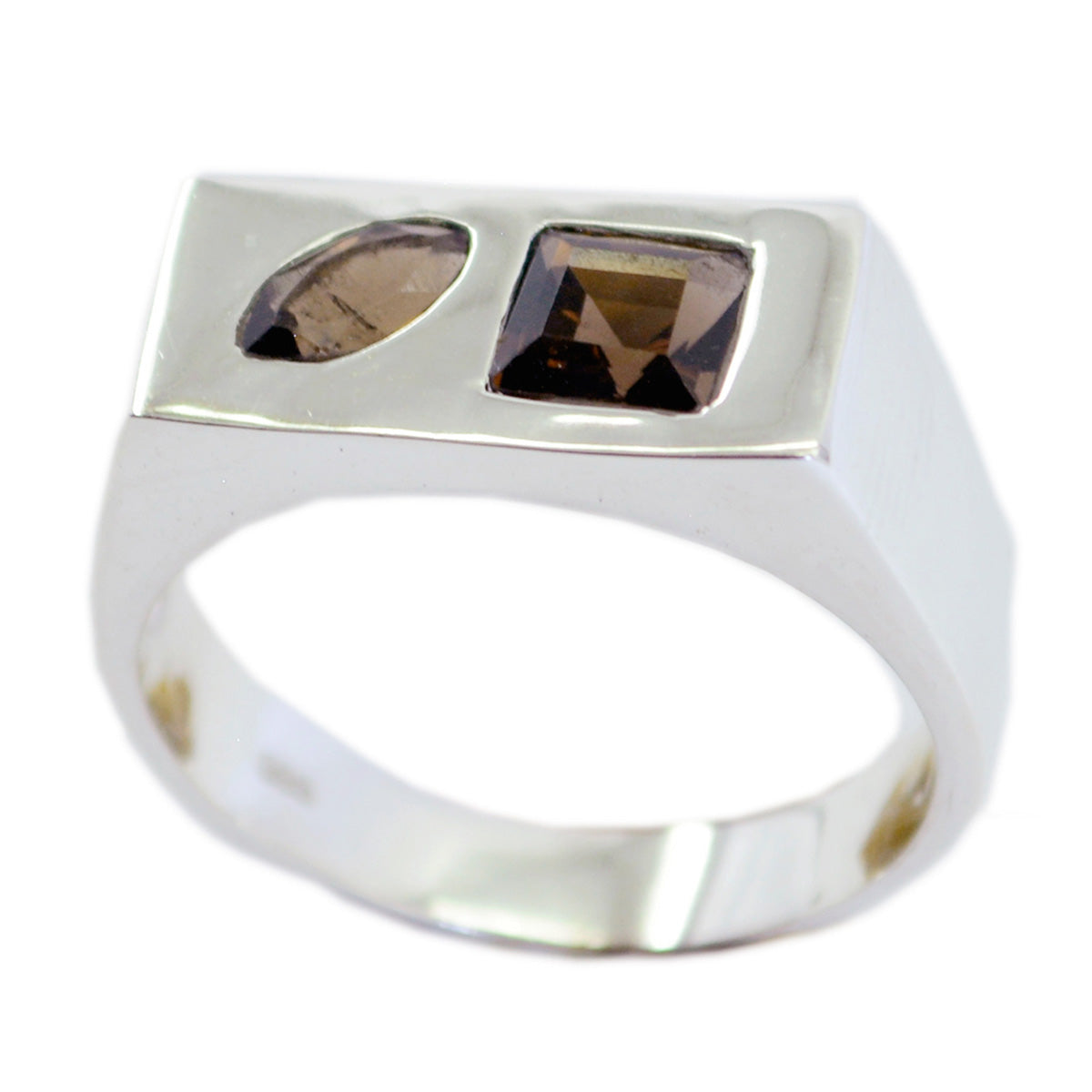 Victoria brown gemstone toi et moi ring with two unique brown stones set in silver band