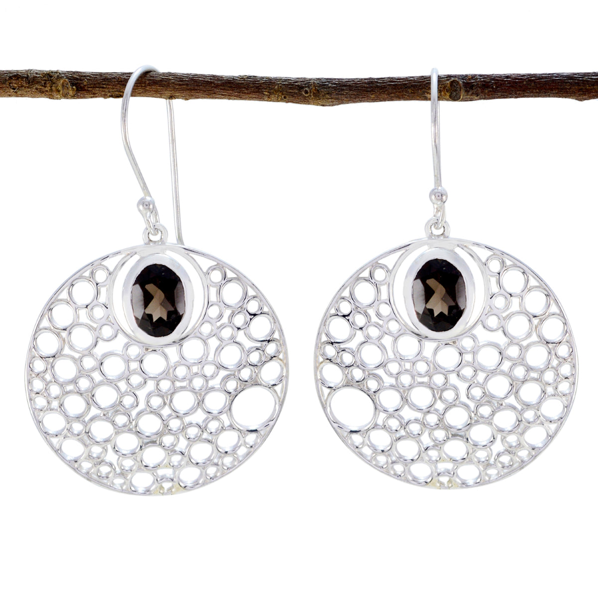 Antonia Brown Solitaire Dangle Earrings for Everyday Glam Smoky Quartz Brown Dangle