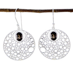 Antonia Brown Solitaire Dangle Earrings for Everyday Glam Smoky Quartz Brown Dangle