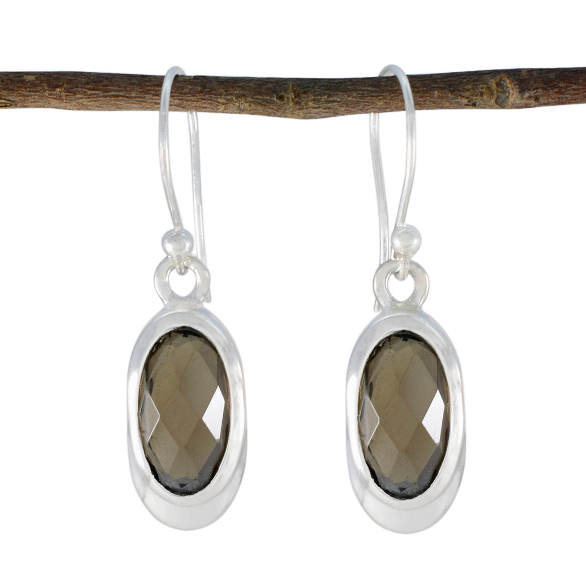Jia Brown Solitaire Dangle Earrings for Everyday Glam Smoky Quartz Brown Dangle