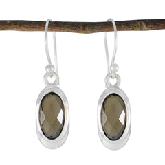 Jia Brown Solitaire Dangle Earrings for Everyday Glam Smoky Quartz Brown Dangle