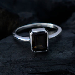 Liyana Brown Solitaire Ring with Sterling Silver Band