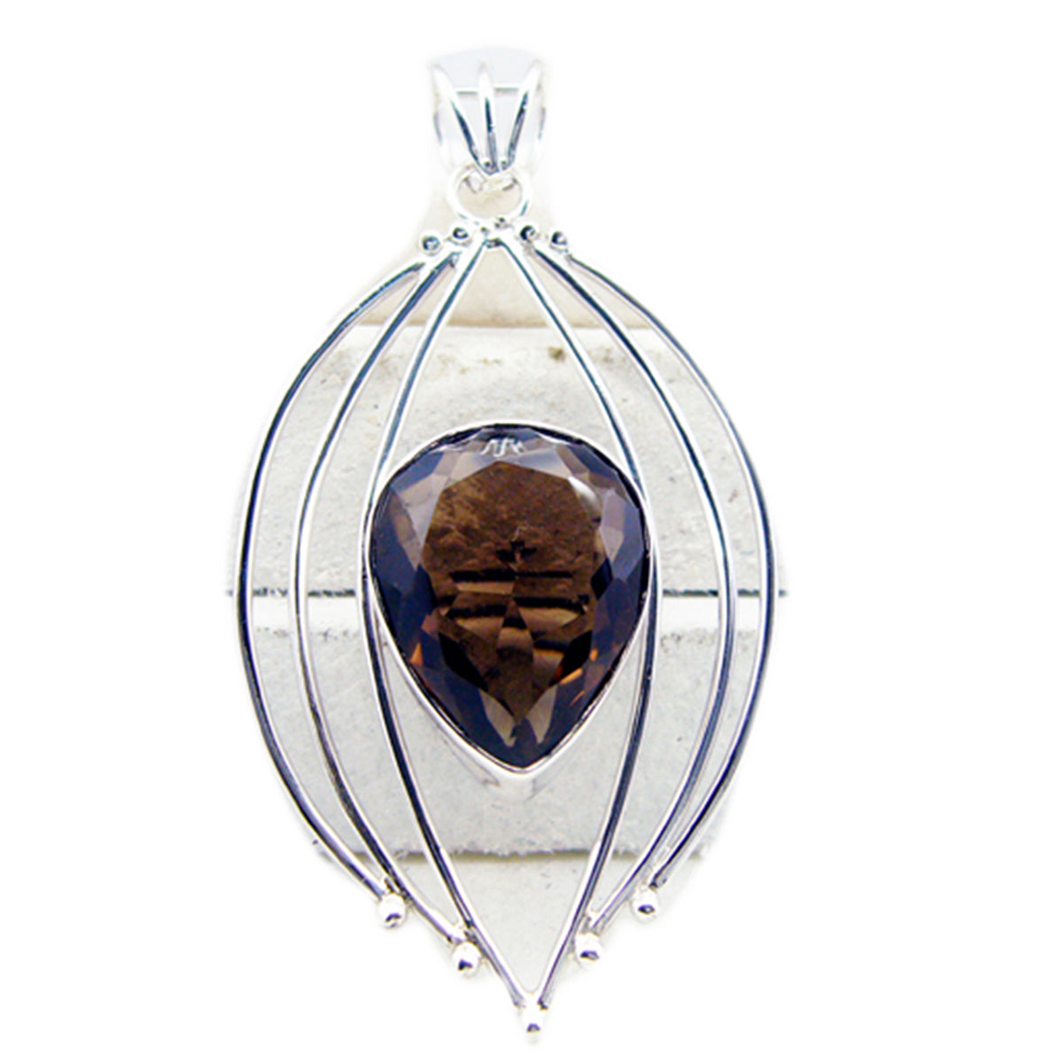 Natalie Chunky Pendant Necklace with Smoky Gemstone Smoky Quartz Brown Brown