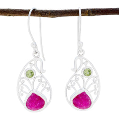 Beautiful silver colorful party earrings with vibrant gemstones and intricate design