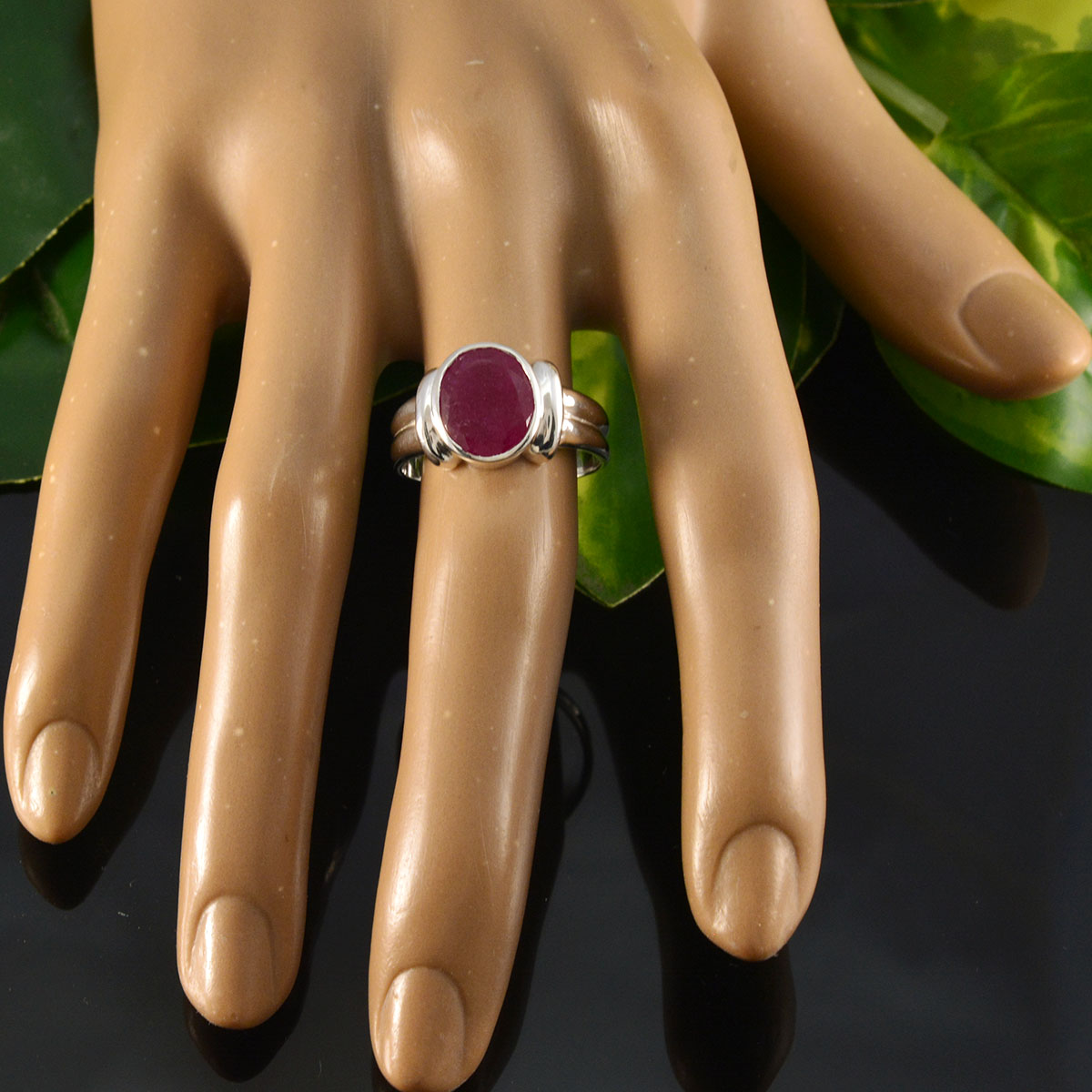 Julia Contemporary Red Solitaire Ring with Gemstone