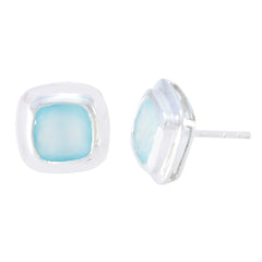 Zoey Dainty Gemstone Earrings India for Everyday Style Aqua Chalcedony Green Stud