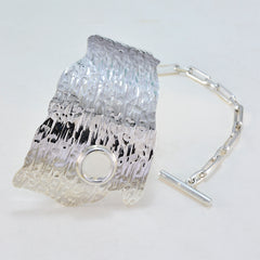 Penelope Edgy Silver Cuff Bracelet for Fashion Statement