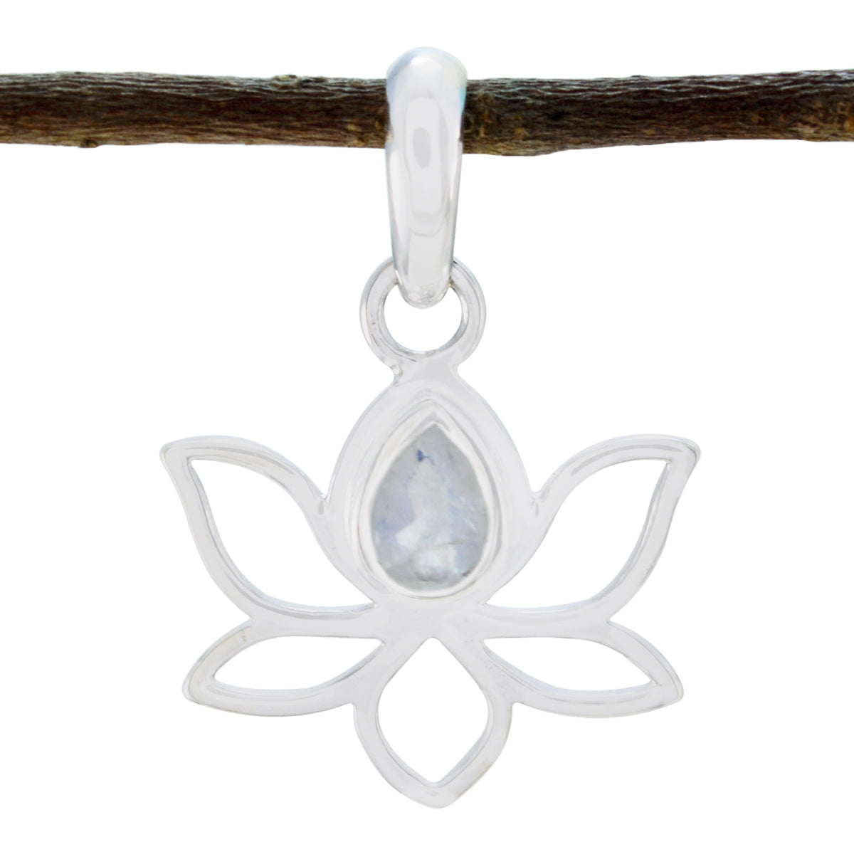 Min-seo White Rope-Wire Elegant Pendant Rainbow Moonstone White White