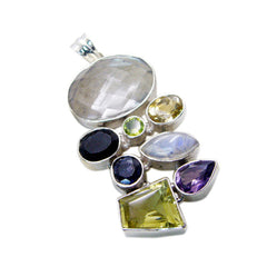 Emily Ethnic Chunky Pendant Jewelry with Colorful Gems