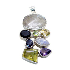 Emily Ethnic Chunky Pendant Jewelry with Colorful Gems Multi Stone multicolor Multicolor