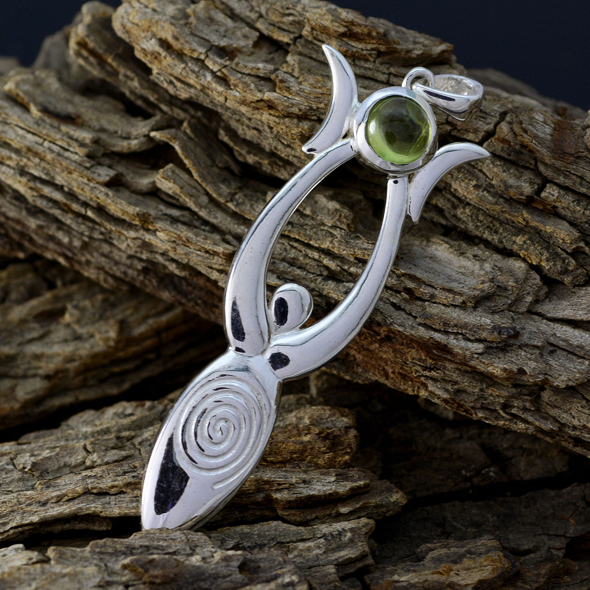 Eva Green Tiny Pendant with Gemstone Silver Charm