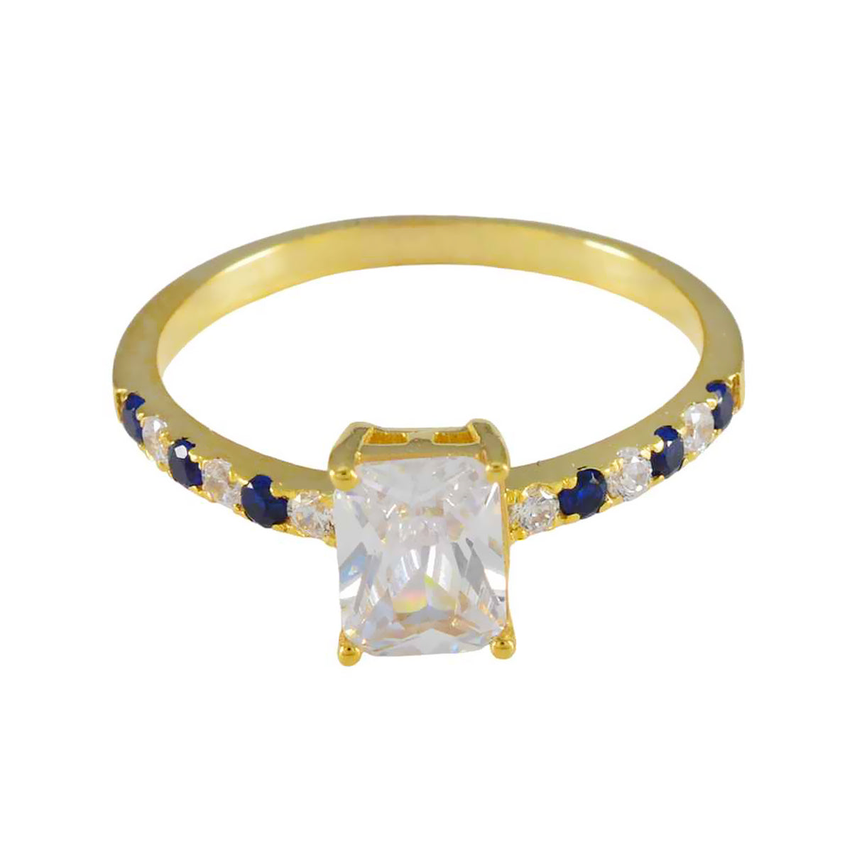 Valentina Abstract Blue Halo Ring with Gemstones Blue Sapphire CZ Blue