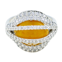 Natcha Golden Halo Statement Ring with Gemstone Accent Rutile Quartz Yellow