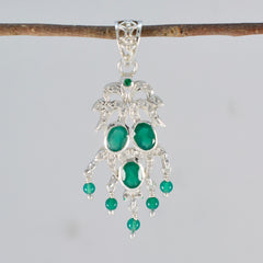 Elegant Zoey green armor pendant featuring emerald stones and intricate silver detailing
