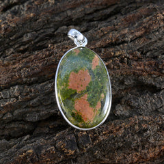 Yasmine Green Gemstone Pendant Oval Silver Jewelry