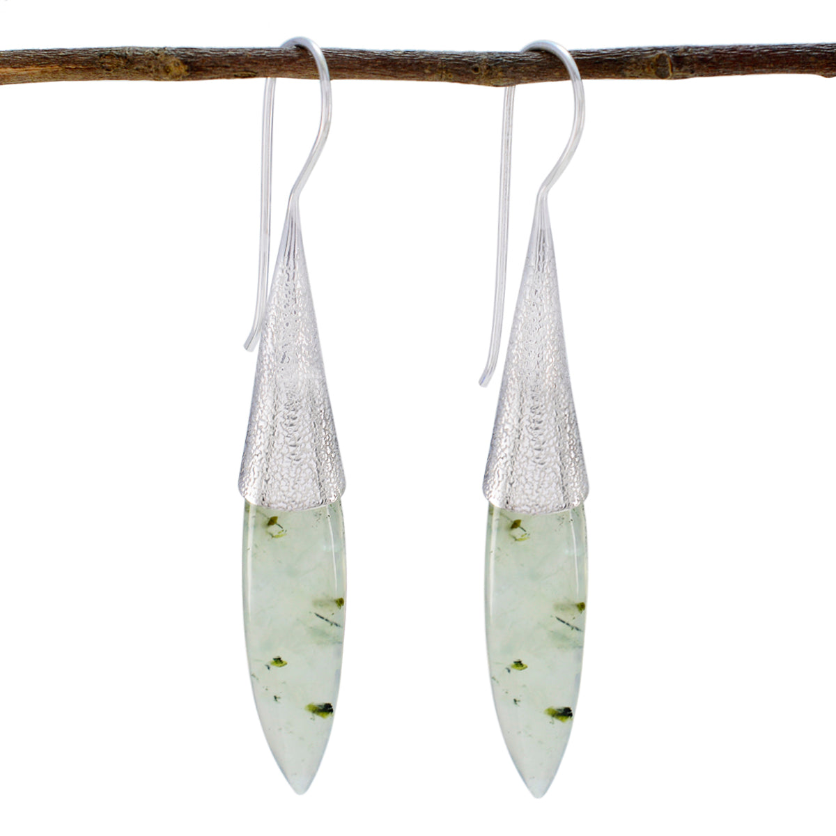 Ji-eun Green Solitaire Dangle Earrings for Glam Looks Prehnite Green Dangle