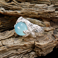 Hazel Art Deco Blue Solitaire Ring with Silver Finish