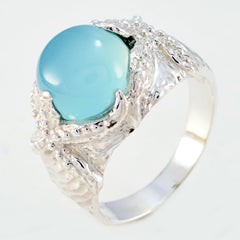 Hazel Art Deco Blue Solitaire Ring with Silver Finish