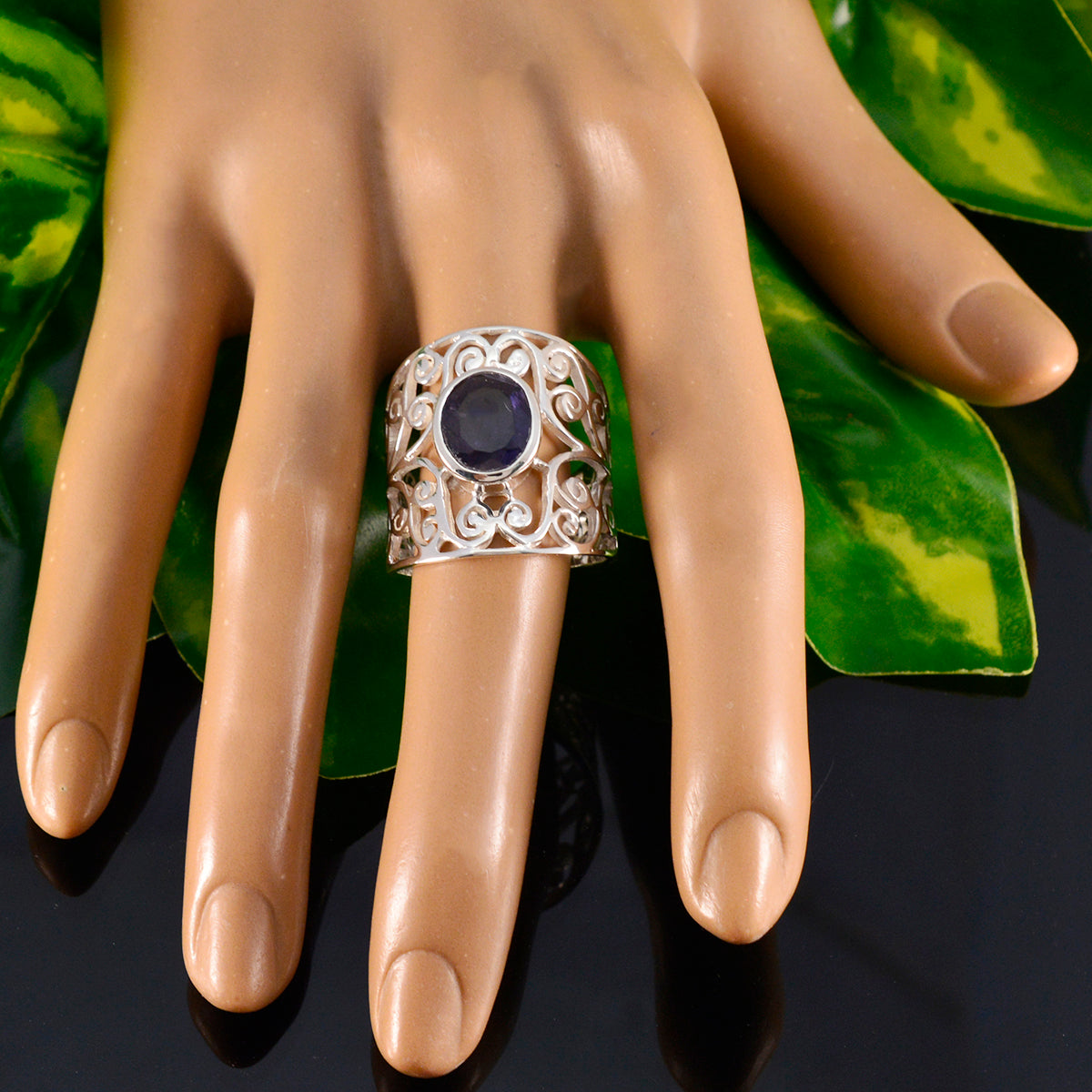 Katharina Filigree Blue Ring - Elegant Silver Design