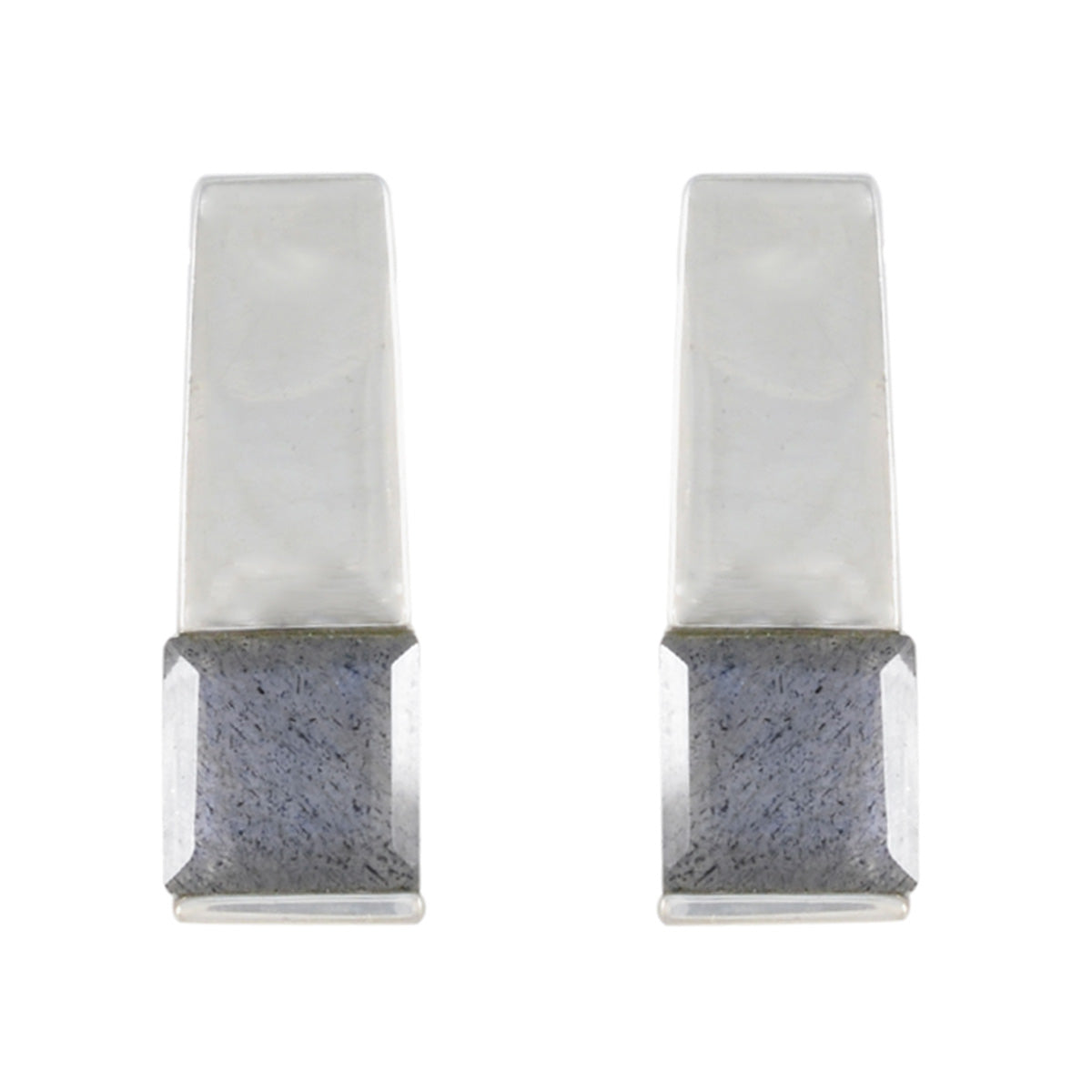 Lily Grey Solitaire Stud Earrings for Everyday Glam Labradorite Gray Stud