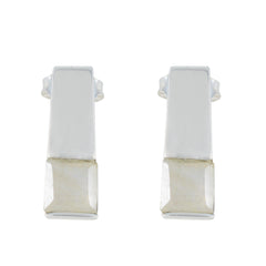 Luna Stud Earrings for Everyday Glamour Rainbow Moonstone White Stud