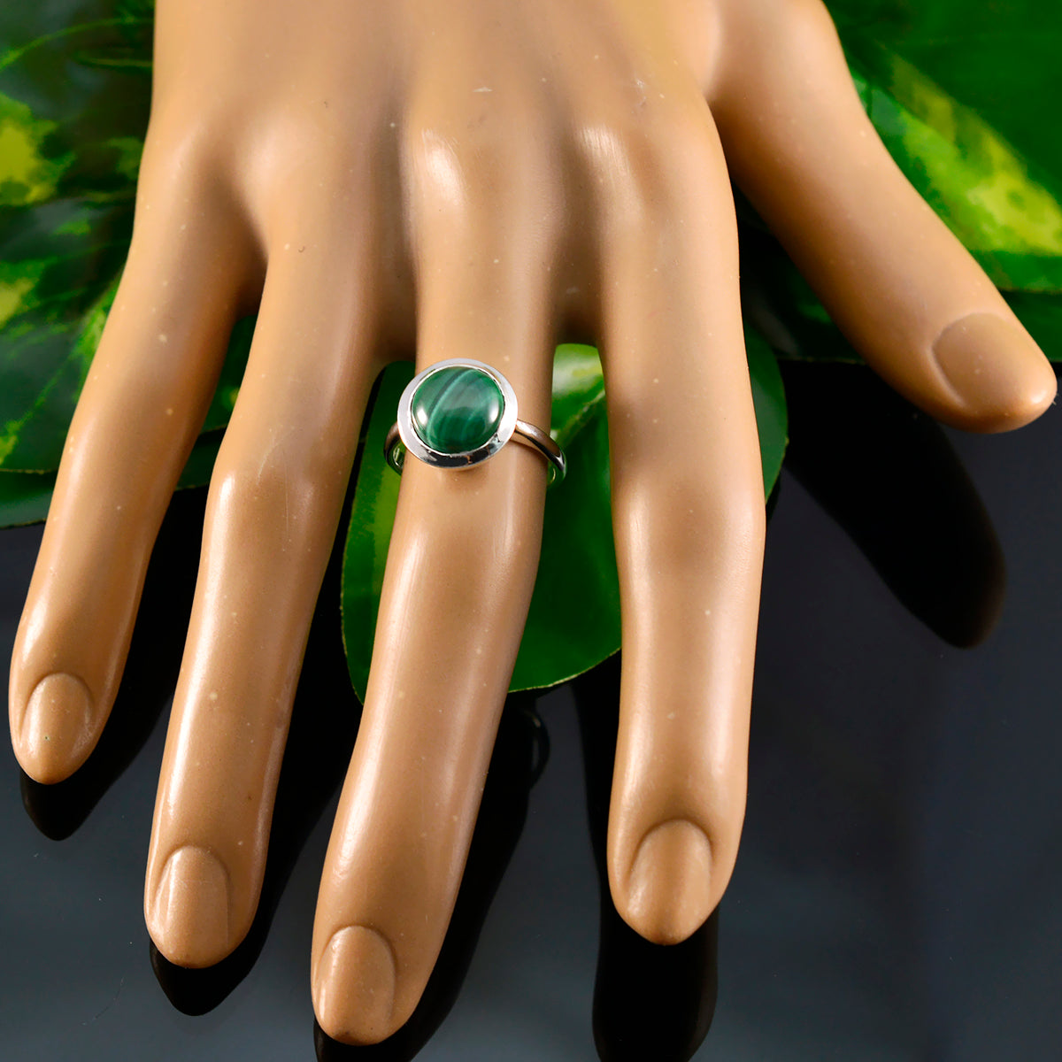 Rebeca Luxury Green Solitaire Ring with Gemstone