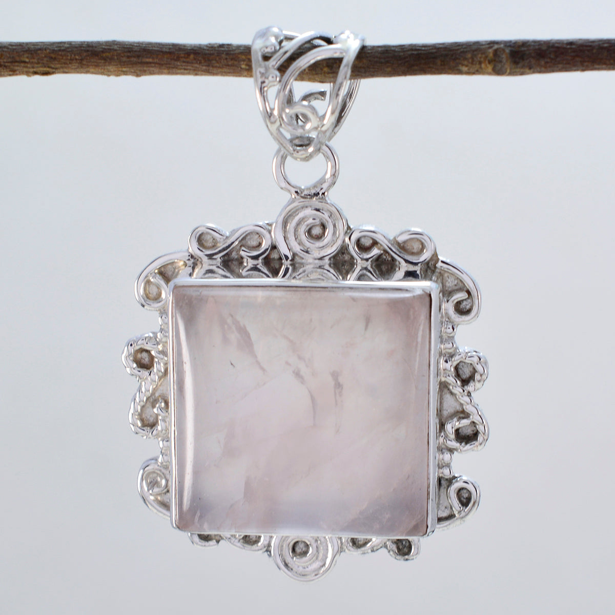 Marie Pink Statement Pendant with Elegant Silver Frame