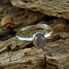 Meera Grey Solitaire Ring with Oval Gemstone