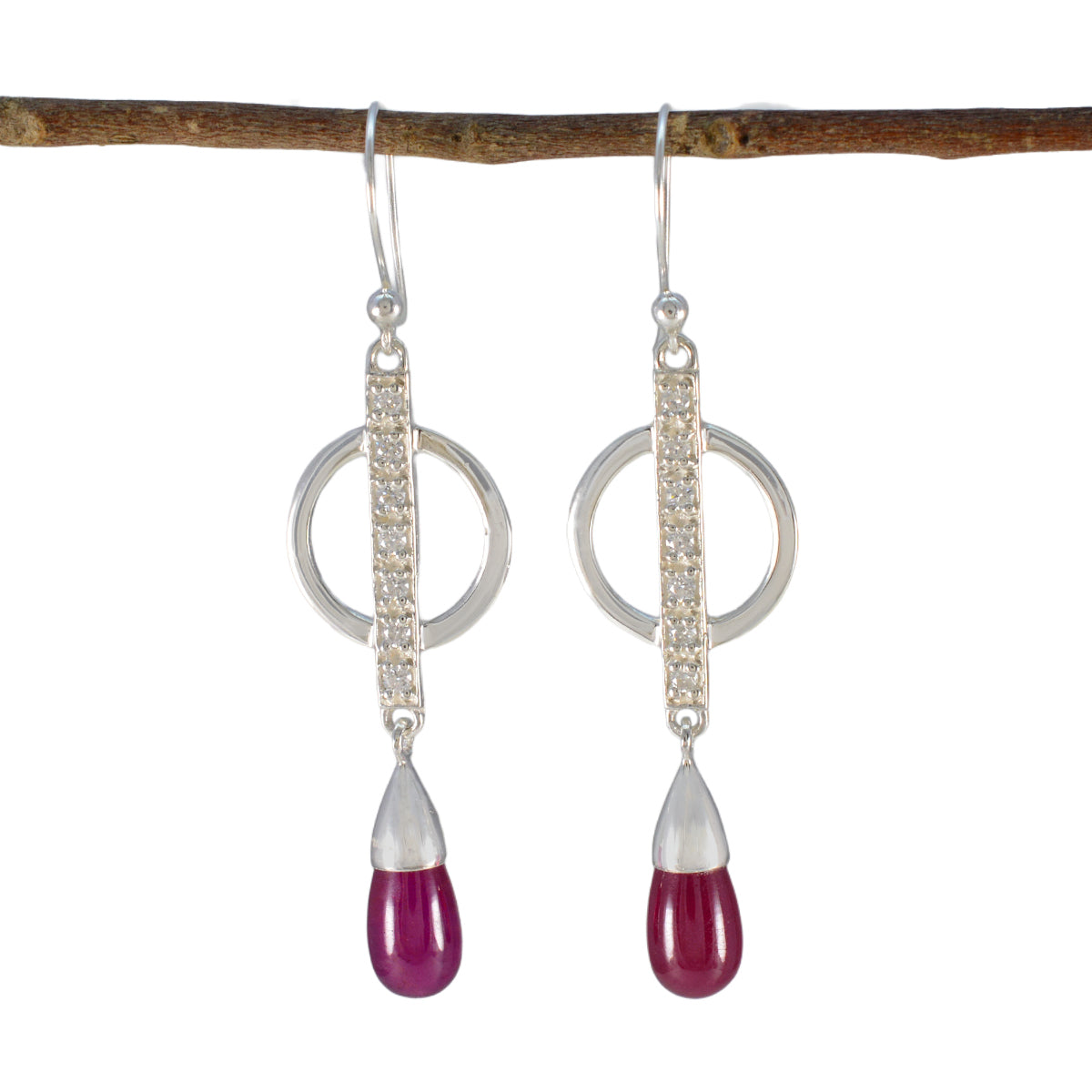 Mei Red Dangle Earrings for Everyday Glam Ruby CZ Red Dangle