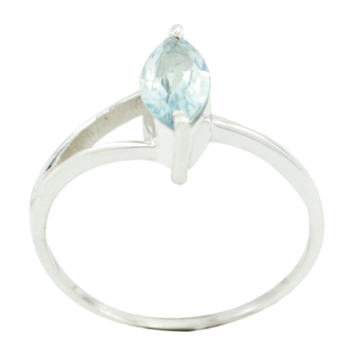 Zoey modern blue solitaire ring with a marquise-cut gemstone set in a sleek band