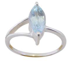Zoey Modern blue solitaire ring featuring a stunning marquise-cut gemstone in a sleek silver setting