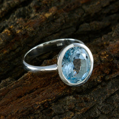 Luisa Modern Blue Solitaire Ring in Sterling Silver