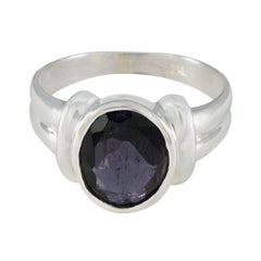 Natalia Modern Blue Solitaire Ring in Silver Iolite Blue