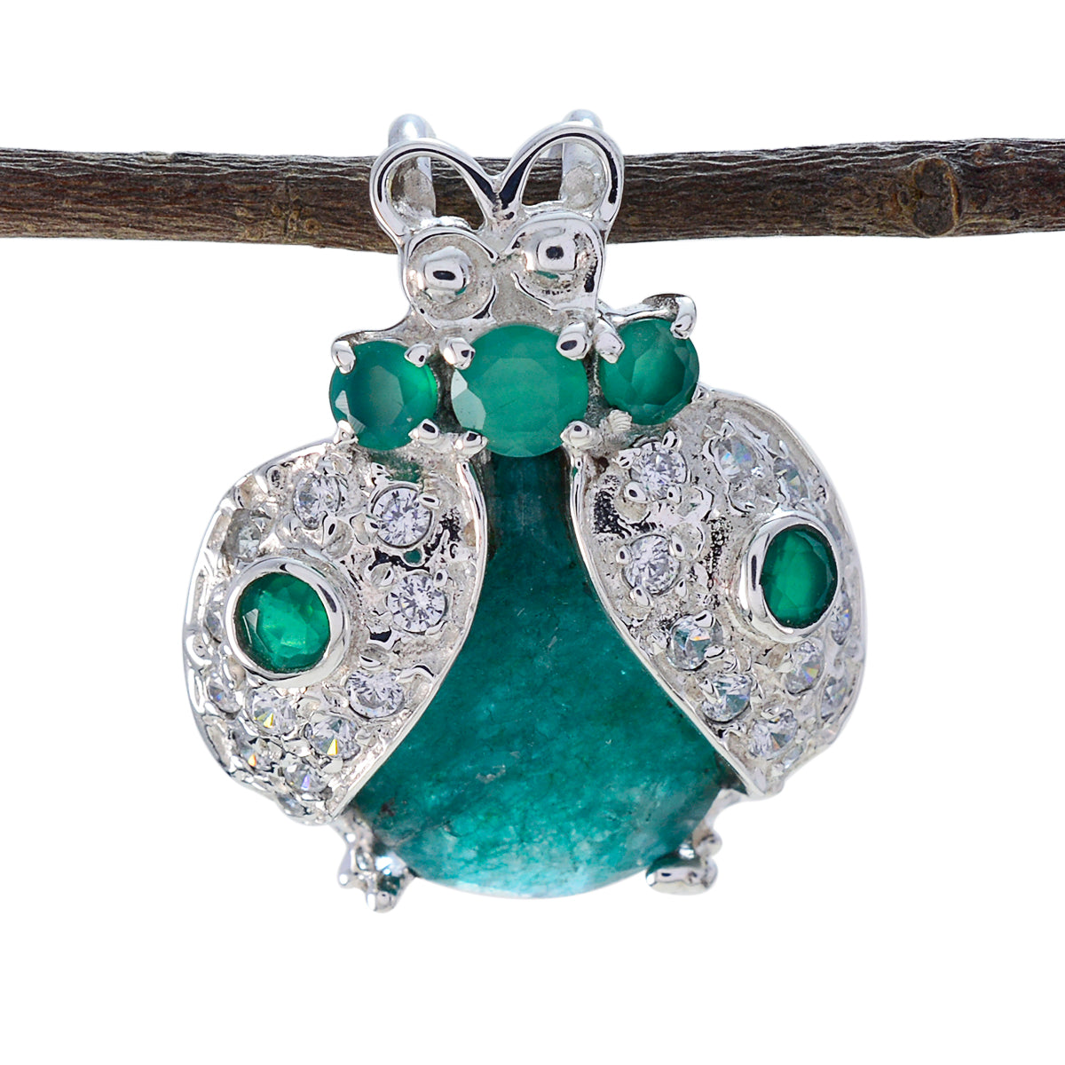 Pauline Modern Featherlight Pendant with Gemstone Accents Indian Emerald Green Green