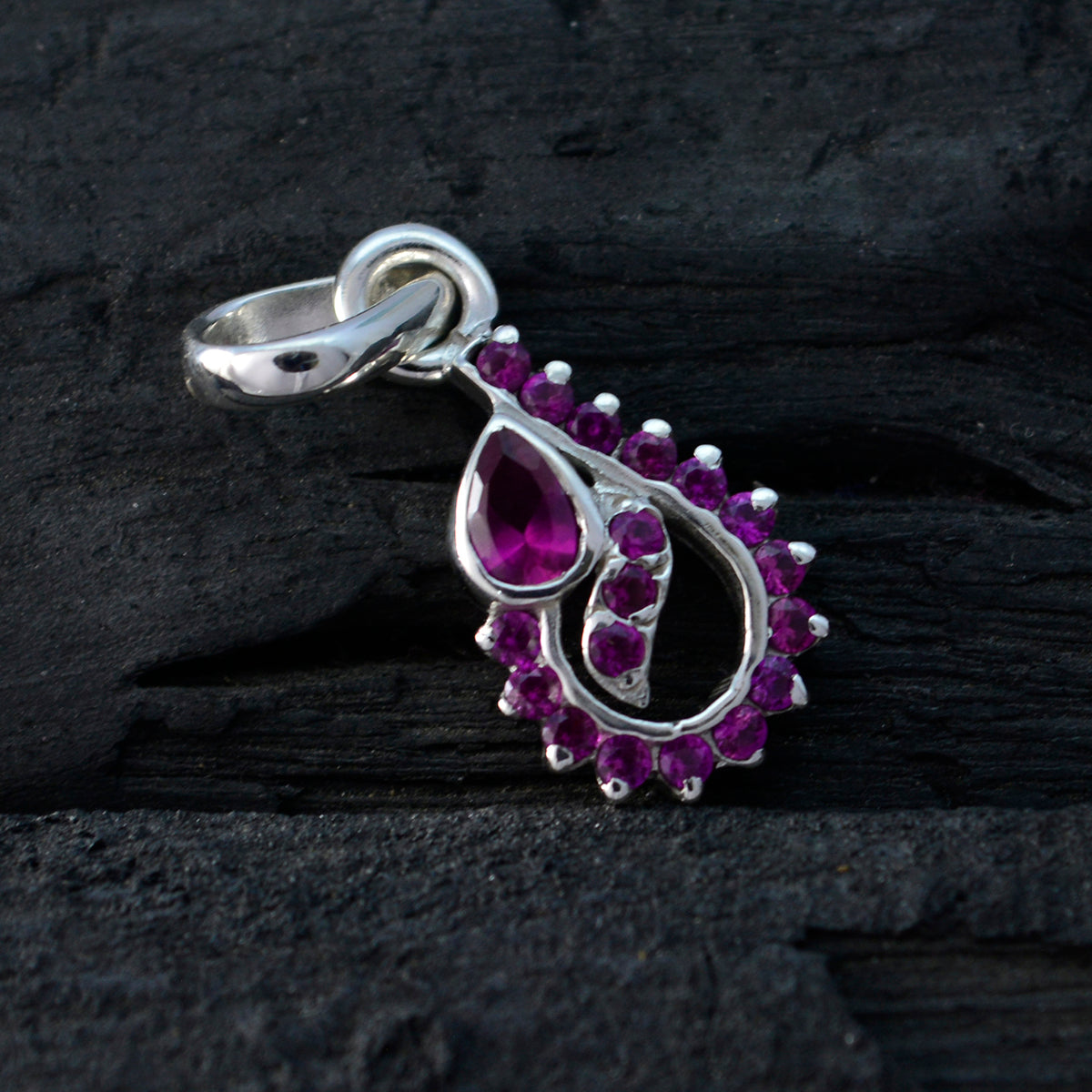 Renata Modern Minimalist Pendant with Ruby Accents