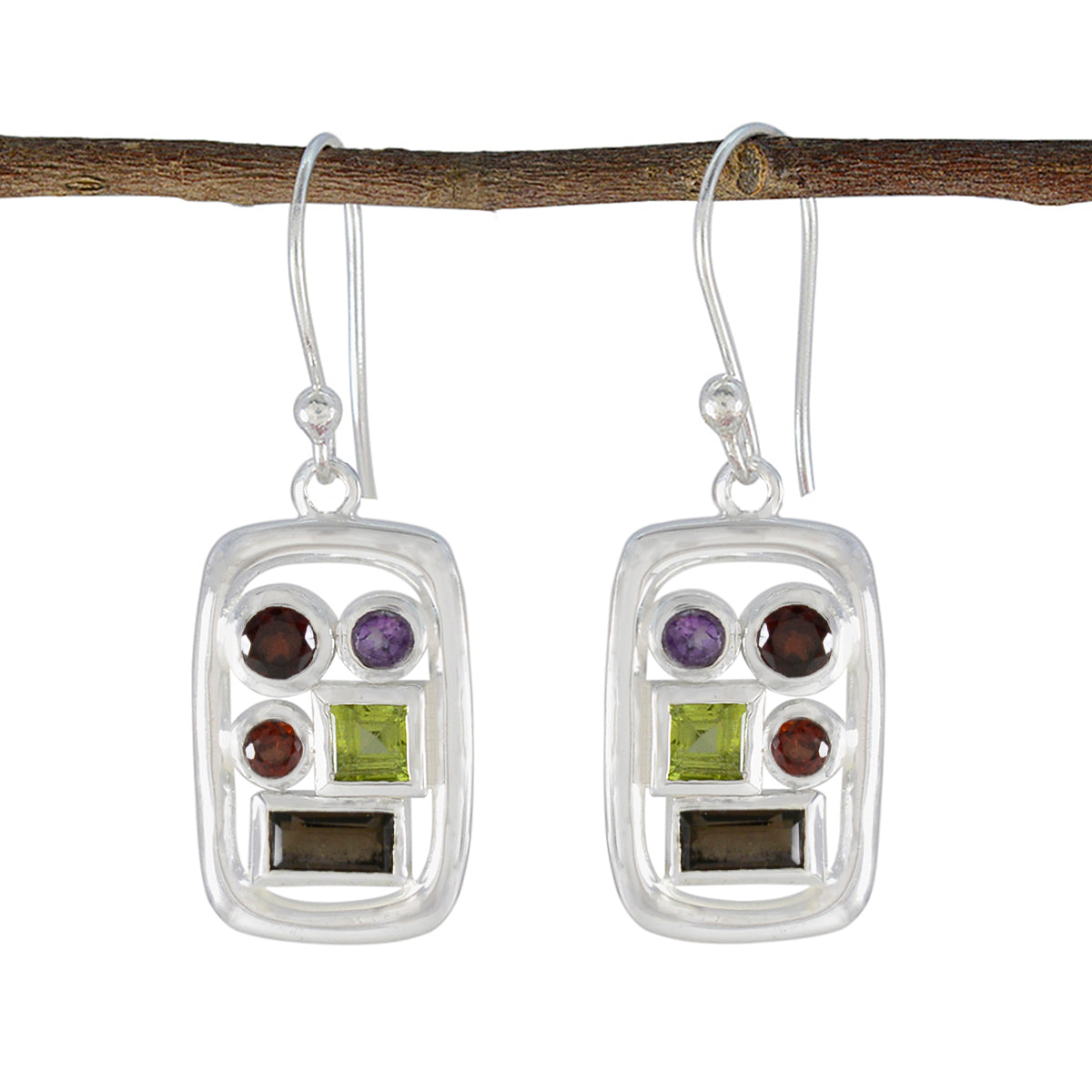 Joaquina Multicolor Dangle Earrings with Gemstones Multi multicolor Dangle