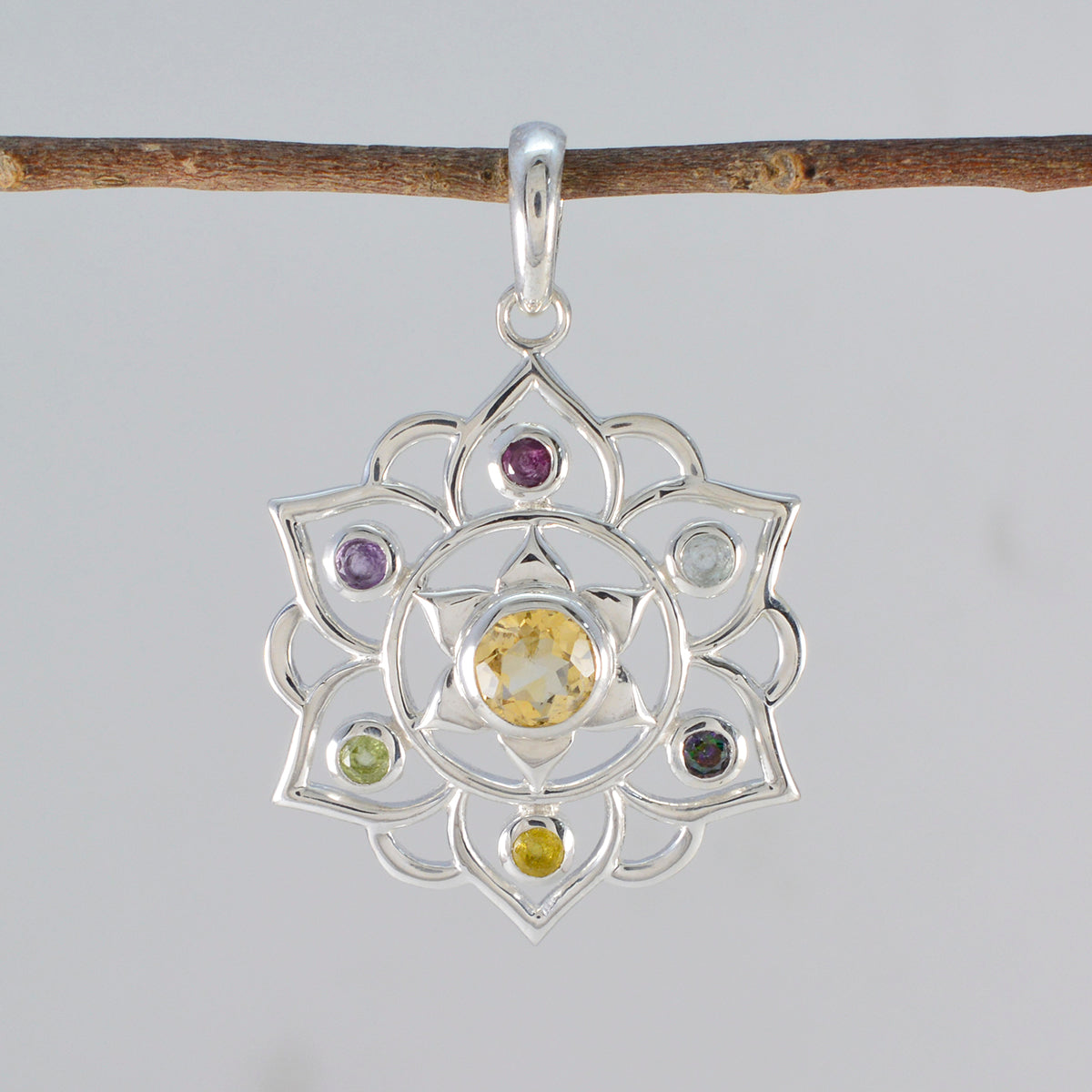 Teresa Multicolor Rope Wire Pendant with Gemstones