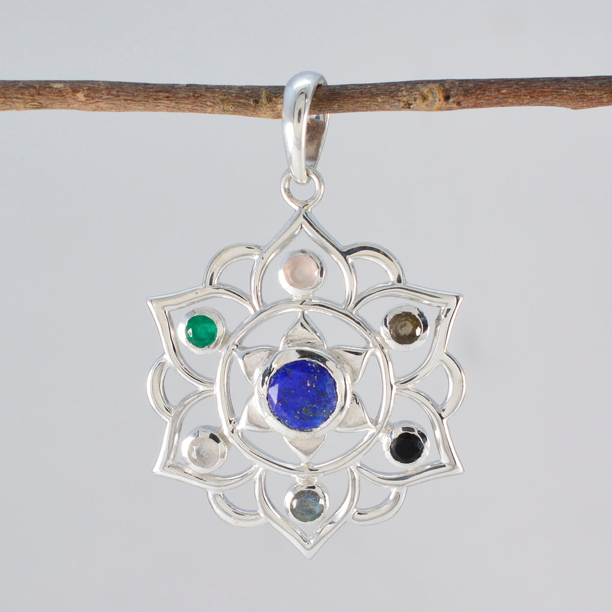 Tereza Multicolor Rope Wire Pendant with Gemstones