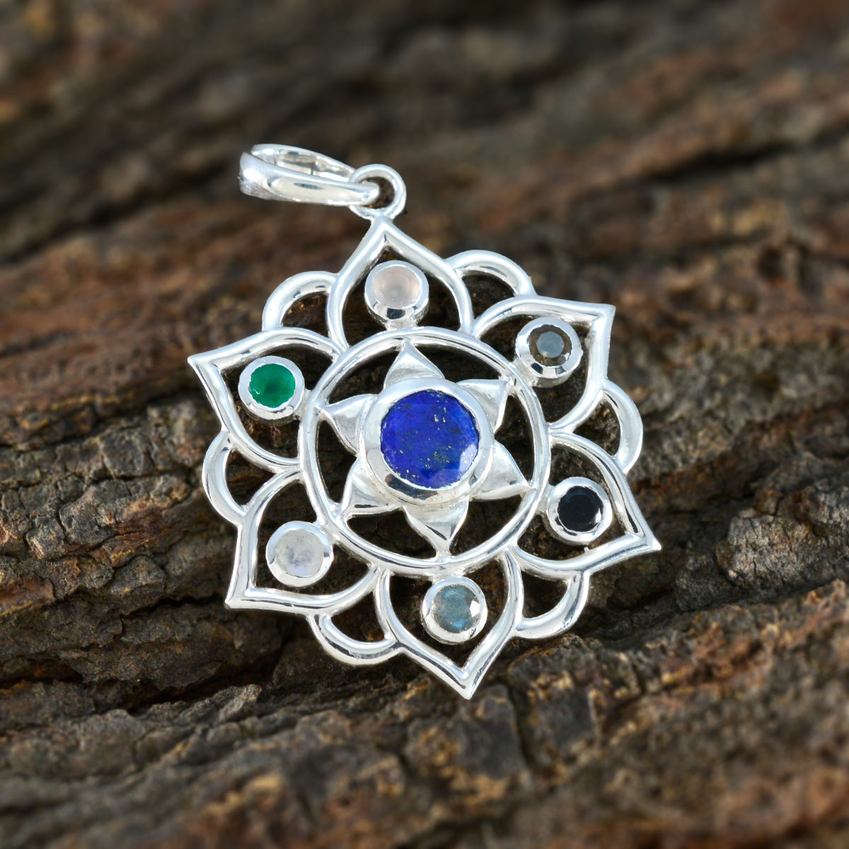 Tereza Multicolor Rope Wire Pendant with Gemstones