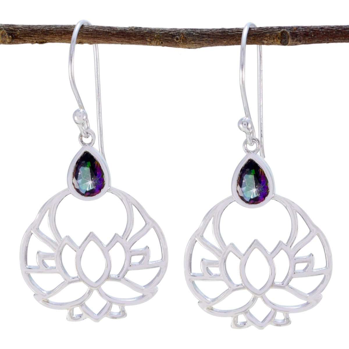 Cecilia Multicolor Solitaire Dangle Earrings Mystic Quartz multicolor Dangle