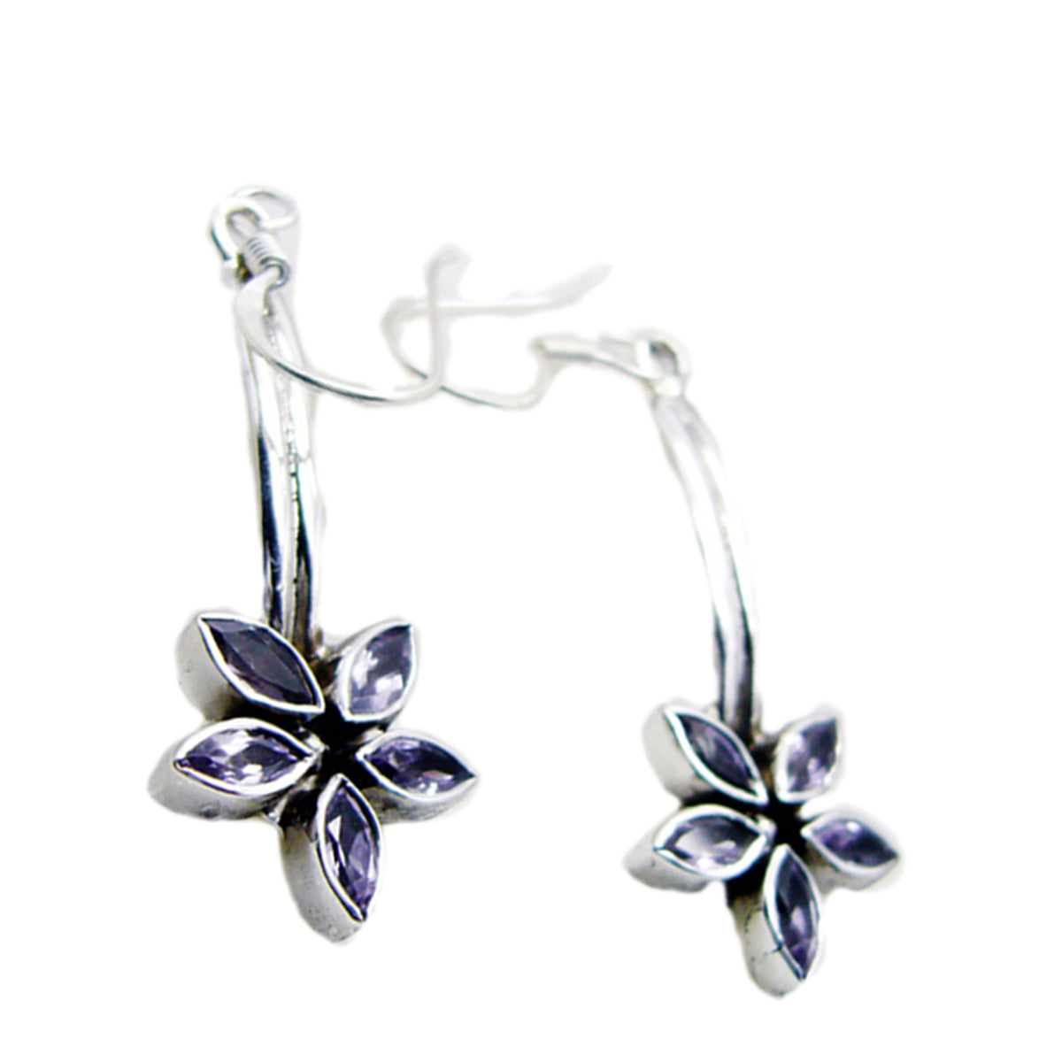 Teresa Multiple Dangle Earrings India in Unique Floral Design Amethyst Purple Dangle