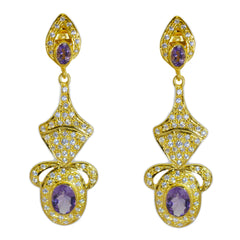 Kristine Gold-Detailed Dangle Earrings with Gemstones