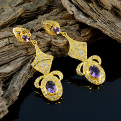 Kristine Gold-Detailed Dangle Earrings with Gemstones