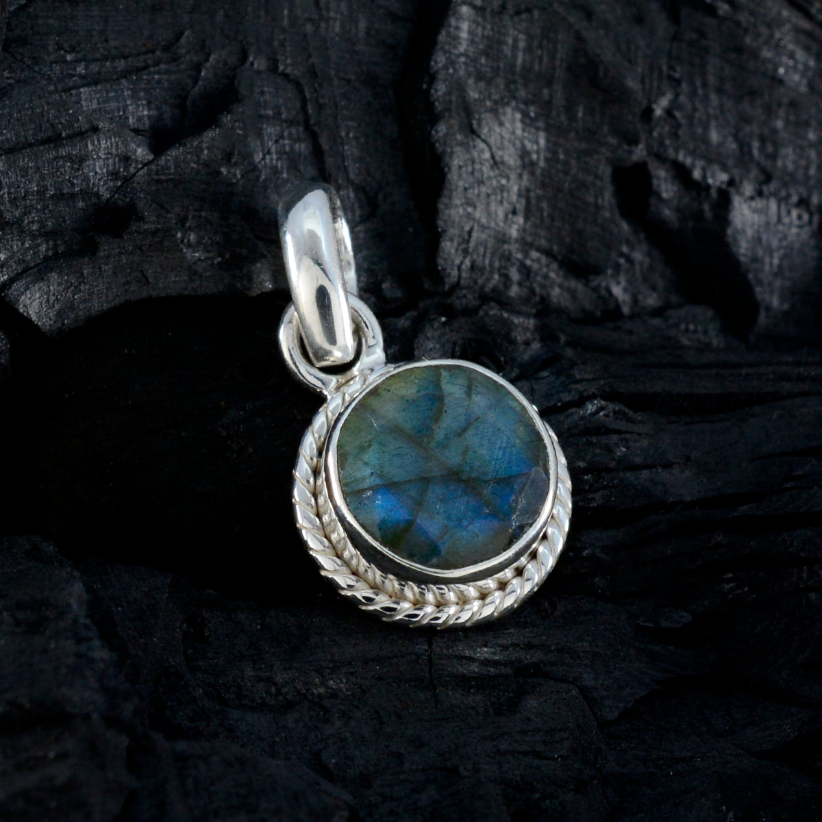 Patricia Gemstone Jewelry Round Pendant in Silver