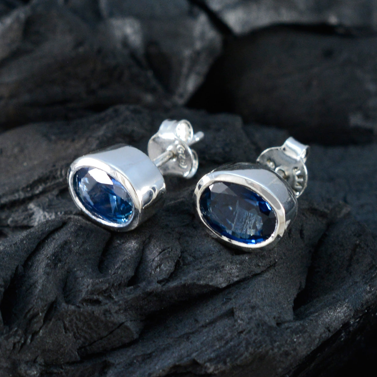 Pilar Blue Solitaire Earrings - Elegant Gemstone Jewelry