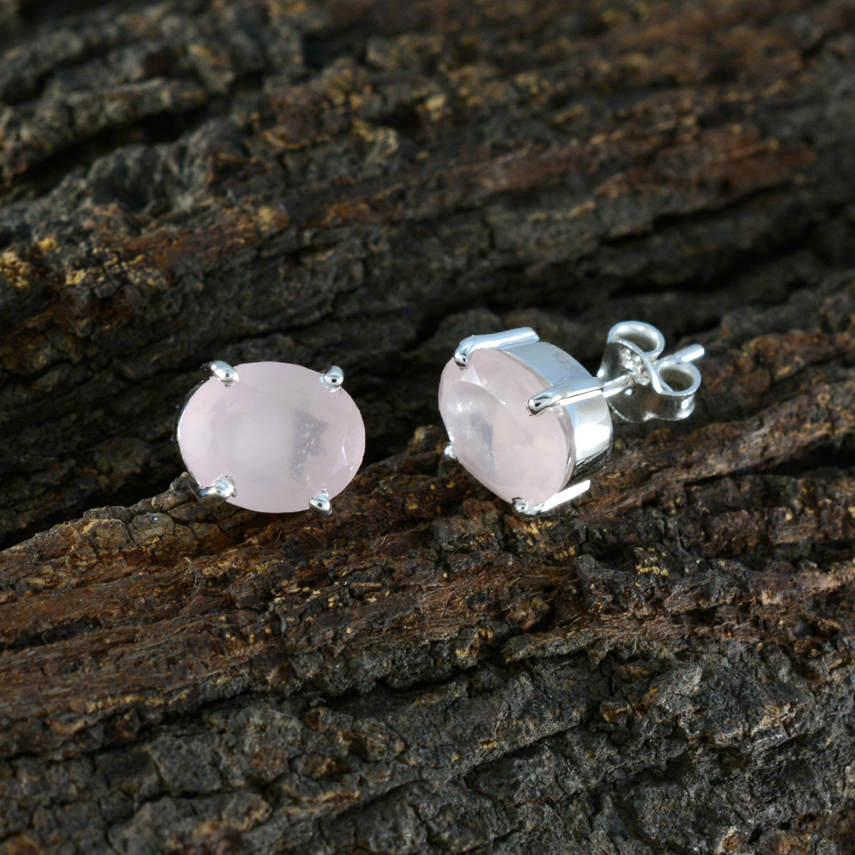 Pilar Pink Solitaire Stud Earrings for Everyday Glam