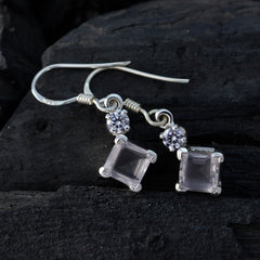Yan Pink Dangle Earrings with Gemstone Charm